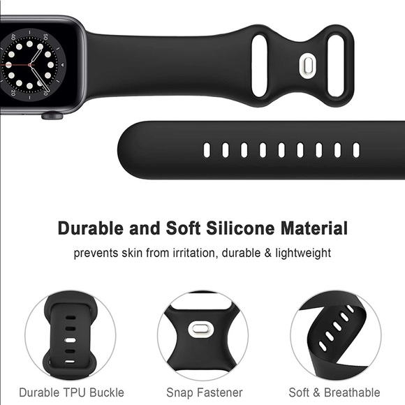 2 Pack | Apple Watch Band 38mm, 40mm, 41mm Unisex Soft Silicone Sport St… - Picture 2 of 5